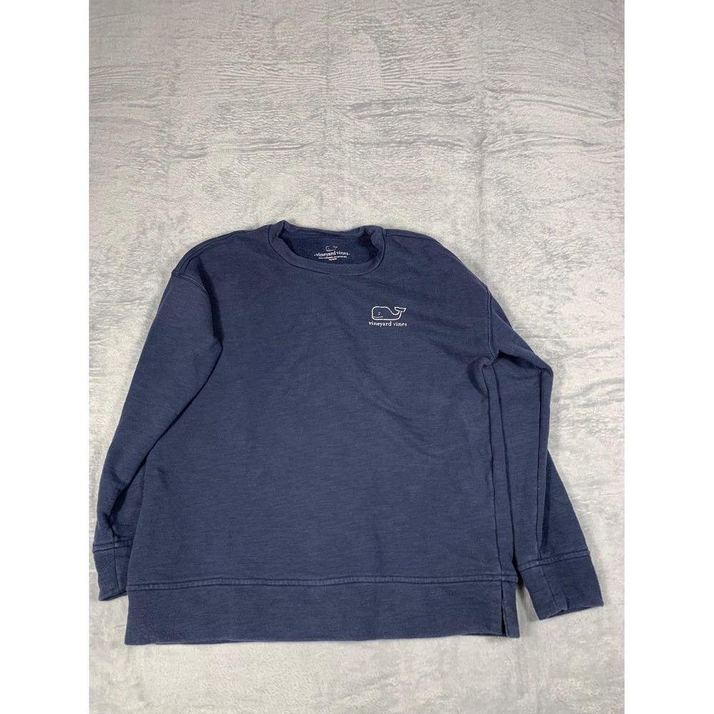Vineyard Vines Whale‎ Logo Pullover Sweatshirt Women's Size S Blue Cotton Blend